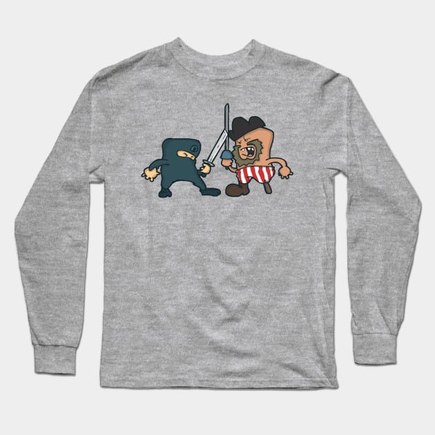 Pirate vs Ninja Long Sleeve T-Shirt by HaddyTheCreator